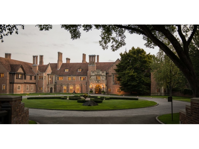 large mansion as dusk