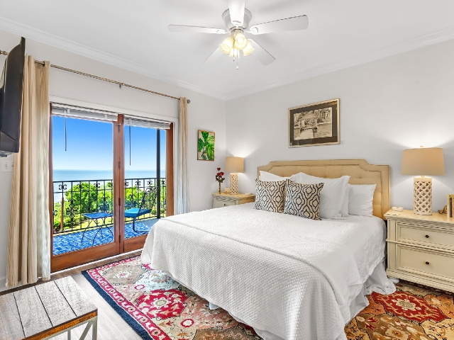 2-BR Camellia Suite bedroom overlooking Mobile Bay at Jubilee Suites in Fairhope, AL
