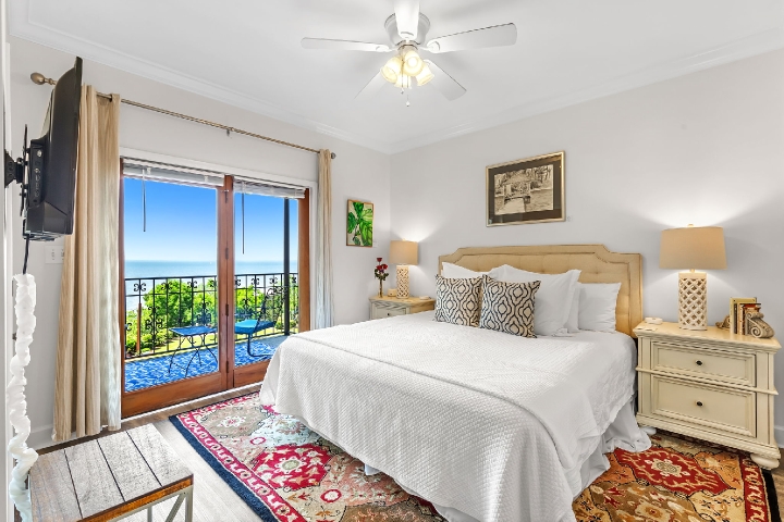 2-BR Camellia Suite bedroom overlooking Mobile Bay at Jubilee Suites in Fairhope, AL