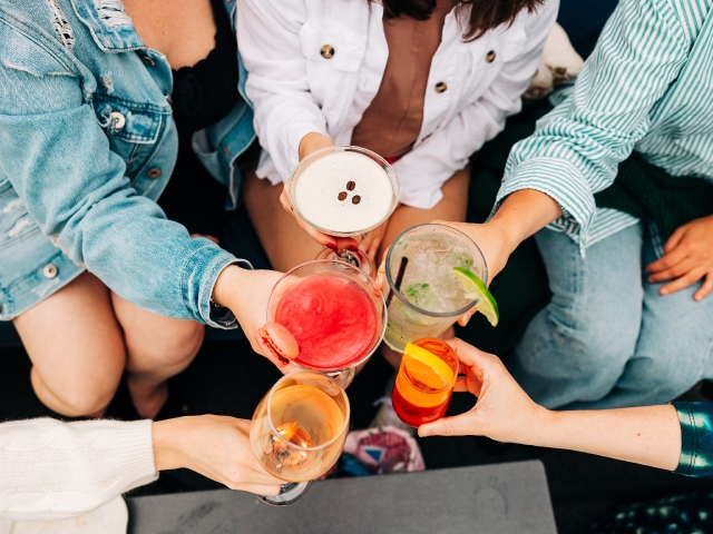 Evening drinks at on-site restaurant