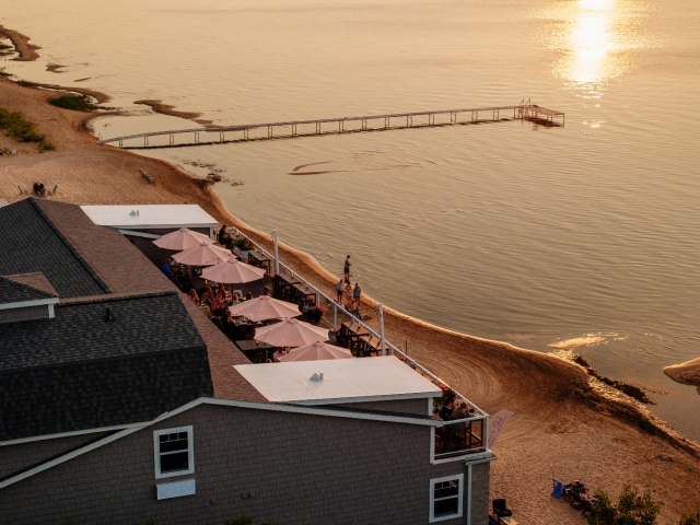 Rooftop dining overlooking the water
