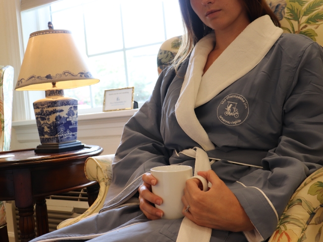 The Chesapeake Inn robe and coffee