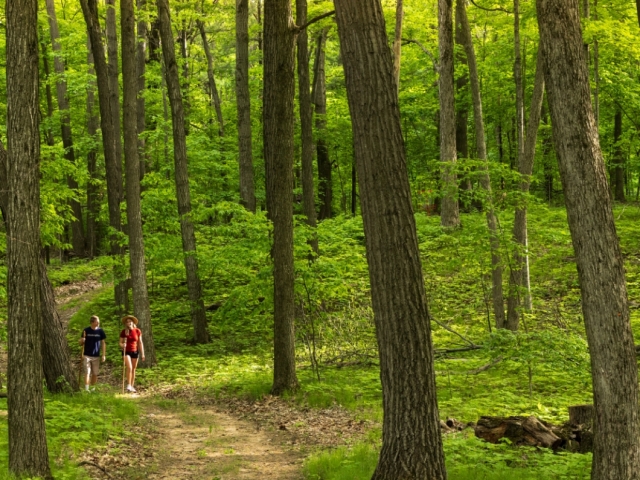 couple walking on trails at the inn