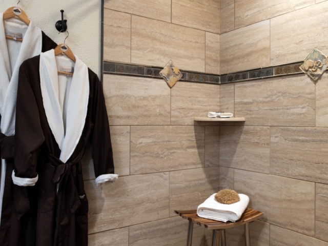 tiled shower at hidden serenity