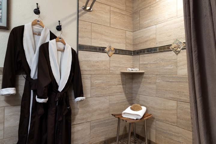 tiled shower at hidden serenity
