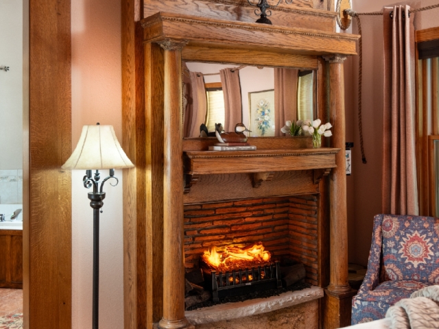 guestroom with fireplace