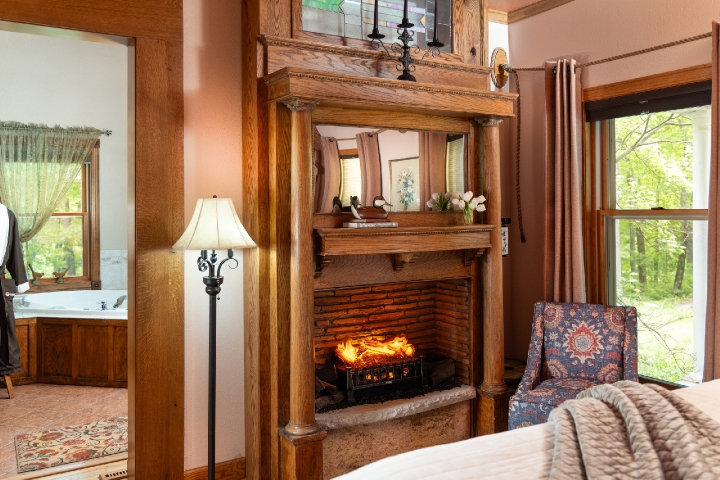 guestroom with fireplace