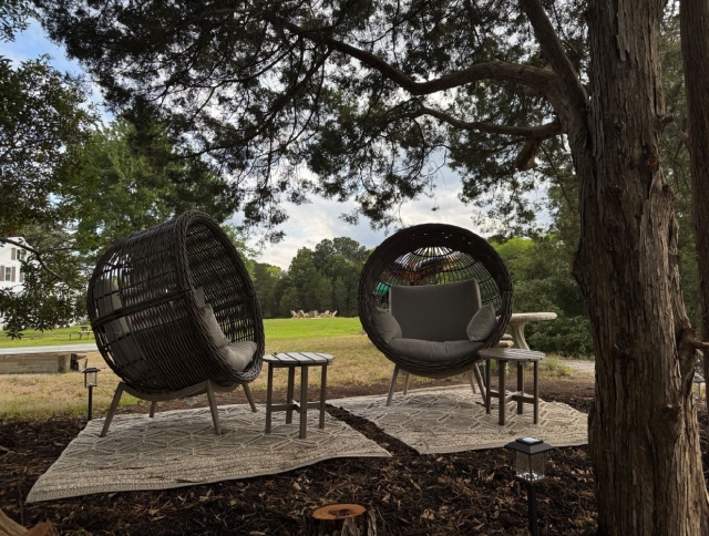 cozy seating area near the water