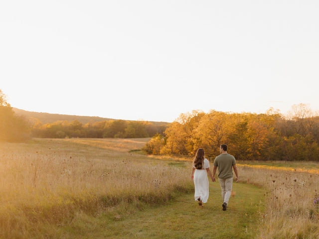 Couple walking outdoors