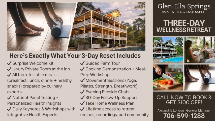 Brand New, All-Inclusive Three-Day Wellness Retreat