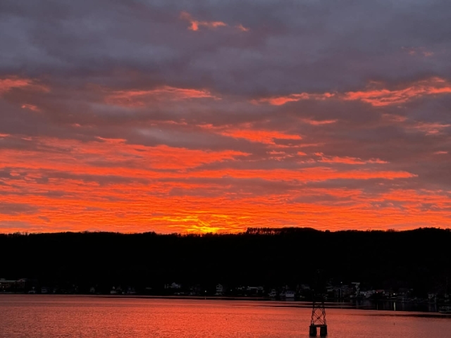 A beautiful Keuka Lake sunset, painted in fire and quiet magic
