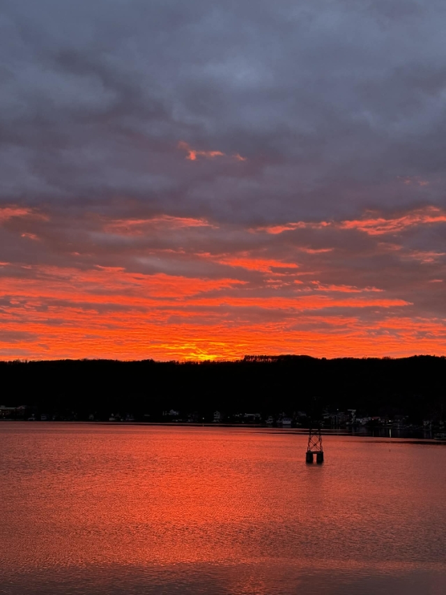 A beautiful Keuka Lake sunset, painted in fire and quiet magic