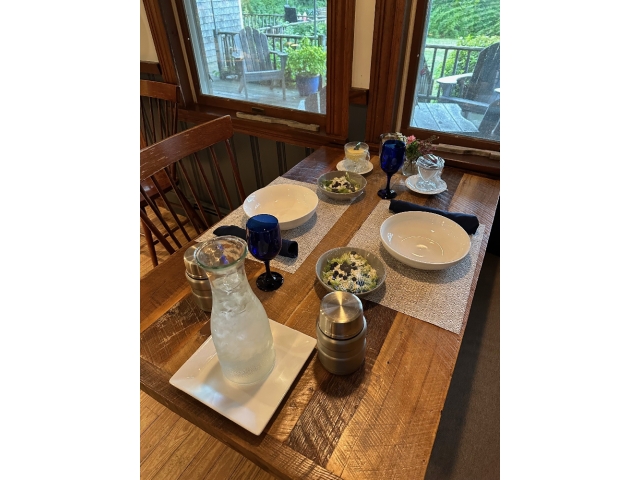 dining table set for dinner