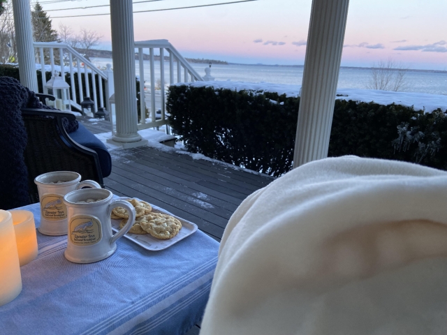 Snowy porch