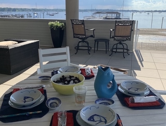 dining on the shared deck