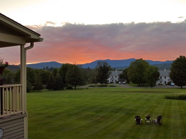 view of mountain at sunset