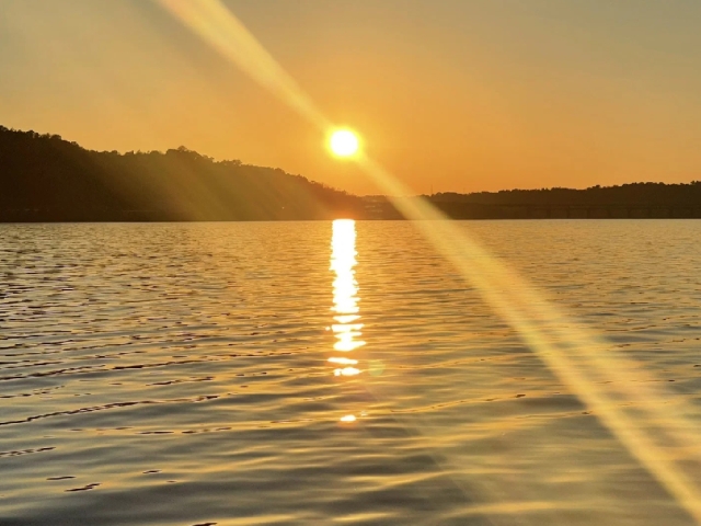 sunset over Ohio river